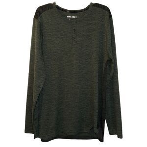 MSX Michael Strahan Big & Tall XL TALL Mens Henley Active Shirt Geo knit Green